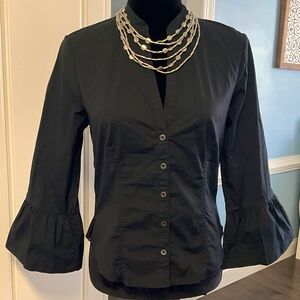 Veronica Beard Bab Bell Sleeve Blouse Black Top VB Blouse